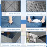 Shintenchi 5 Pieces Outdoor Patio Furniture Sets, Patio Sectional Sofa Couch, Gray PE Wicker Furniture Modular Patio Conversation Sets Patio Sofa with Washable Cushions & Table（Aegean Blue） - Image 4