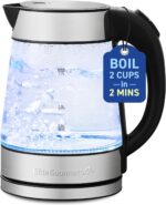 Elite Gourmet EKT-602 Electric BPA-Free Glass Kettle, Cordless 360° Base, Stylish Blue LED Interior, Handy Auto Shut-Off Function – Quickly Boil Water For Tea & More - Image 2