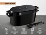 KooK Enameled Cast Iron Dutch Oven for Sourdough Bread Baking - 3.4 Qt Pot with Lid for Even Heat Distribution - Includes Lid Lever - Image 9