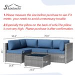 Shintenchi 5 Pieces Outdoor Patio Furniture Sets, Patio Sectional Sofa Couch, Gray PE Wicker Furniture Modular Patio Conversation Sets Patio Sofa with Washable Cushions & Table（Aegean Blue） - Image 8