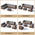 Qsun 7 Pieces Patio Furniture Set, Outdoor Sectional Rattan Sofa Set, Wicker Patio Conversation Set with Cushions and Glass Coffee Table, for Balcony, Porch, Garden, Grey - Image 5