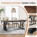 Tribesigns Farmhouse Dining Table for 6 People, 70.8-Inch Rectangular Wood Dining Table, Rustic Kitchen Table with Heavy Duty Metal Legs for Dining Room - Image 5