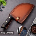 Freelander Serbian Chef Knife, Heavy Duty Handmade Forged Meat Cleaver for Meat Cutting, Full Tang High-Carbon Clad Steel Butcher Knife, Non-Slip Handle and Leather Sheath - Image 9