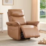 CHITA Genuine Leather Power Recliner Chair, Electric Triple-Motor Swivel Glider Nursery Rocking Chair with Adjustable Power Headrest and Lumbar Support, GREENGARD Gold Certified, Saddle Brown - Image 9