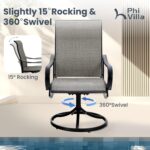 PHI VILLA Patio Table and Chairs Dining Set with Umbrella for 4, Outdoor Dining Set with 4 Swivel Patio Chairs, 1 Square Metal Dining Table and 10ft Navy Blue Large Patio Umbrella (No Umbrella Base) - Image 3