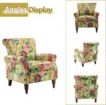 HULALA HOME Modern Wingback Accent Chair with Wood Legs & Removable Cushion, Comfy Upholstered Armchair with Nailhead Trim, Floral Pattern Single Sofa Chair for Living Room Bedroom, Mustard - Image 4