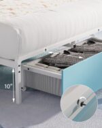Wooden Twin Bed Frame with Smart Storage Headboard & Drawer, 3-in-1 USB Charging Station, No Box Spring Required, Non-Slip Design, Perfect for Kids, Teens, or Guest Room (Blue & White) - Image 7