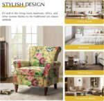 HULALA HOME Modern Wingback Accent Chair with Wood Legs & Removable Cushion, Comfy Upholstered Armchair with Nailhead Trim, Floral Pattern Single Sofa Chair for Living Room Bedroom, Mustard - Image 6