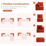 MAXYOYO 129.5" Modular Sectional Sofa Couch, U Shaped Modern Cloud Couch with 2 Ottomans, Sofa in A Box, Tufted 6-Seat Boneless Sleeper Chair for Living Room, No Assembly Required, Orange - Image 7