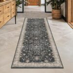Black Boho Washable 2x6 Runner Rugs for Hallway Kitchen Bedroom Beside Laundry Room Bathroom Rug, Pet & Kids Friendly, Non Slip Low Pile Stain Resistant Soft Foldable Long 24 x 72 Floor Carpet - Image 2