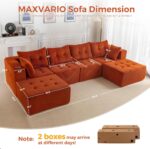 MAXYOYO 129.5" Modular Sectional Sofa Couch, U Shaped Modern Cloud Couch with 2 Ottomans, Sofa in A Box, Tufted 6-Seat Boneless Sleeper Chair for Living Room, No Assembly Required, Orange - Image 3