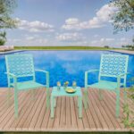 GAOMON 3 Piece Patio Bistro Set, Outdoor Patio Furniture Set with Coffee Table, Conversation Sets for Apartment Balcony, Backyard, Porch, Mint Green - Image 9
