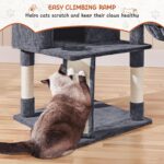 Yaheetech 76.5in Multi-Level Large Cat Tree, Big Cat Tower with 3 Condos, Cozy Plush Perches, 9 Sisal Scratching Posts and Ladder, Activity Center for Large Kitties, Dark Gray - Image 10