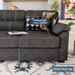 Ribilake 80 Inch Dark Grey Faux Leather Sofa Couch - Wide Armrests with 2 Pillows, Deep Seats, Contrast Stitching, 3 Seater Leather Couches for Living Room, Bedroom, Apartment - Image 6