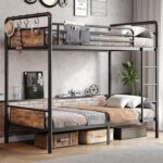 Jocoevol Metal Bunk Bed Twin Over Twin, Industrial Bunkbeds Heavy Duty Bed with Safety Guard Rails and Space-Saving Design, Steel Bed for School, Bedroom (Vintage Brown) - Image 2