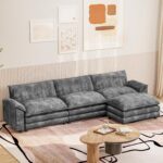 Furniwell 119" Modular Couch 3-Seat Sofa with Reversible Ottoman, Cloud Couch L Shaped Sofa with Deep Seat, Chenille Sectional Couches for Living Room - Image 5