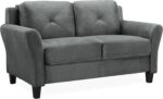 Studio Living Harrington 57.9" Loveseat, Transitional Modern, Pocket Coil Comfort, Easy Assembly, Microfiber Fabric, Dark Grey - Image 5