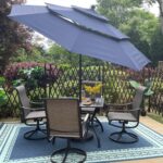 PHI VILLA Patio Table and Chairs Dining Set with Umbrella for 4, Outdoor Dining Set with 4 Swivel Patio Chairs, 1 Square Metal Dining Table and 10ft Navy Blue Large Patio Umbrella (No Umbrella Base) - Image 10