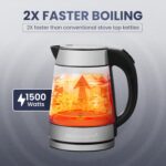 Elite Gourmet EKT-602 Electric BPA-Free Glass Kettle, Cordless 360° Base, Stylish Blue LED Interior, Handy Auto Shut-Off Function – Quickly Boil Water For Tea & More - Image 4