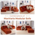 MAXYOYO 129.5" Modular Sectional Sofa Couch, U Shaped Modern Cloud Couch with 2 Ottomans, Sofa in A Box, Tufted 6-Seat Boneless Sleeper Chair for Living Room, No Assembly Required, Orange - Image 4