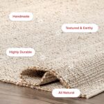 nuLOOM 9'6" x 13'6" Elfriede Jute & Cotton Hand Woven Area Rug, Natural, Solid Rustic Farmhouse Style, Weaved Design, Natural Fiber, for Bedroom, Living Room, Dining Room, Hallway, Office, Entryway - Image 7