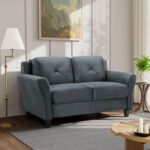 Studio Living Harrington 57.9" Loveseat, Transitional Modern, Pocket Coil Comfort, Easy Assembly, Microfiber Fabric, Dark Grey - Image 2