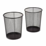 Seville Classics 2-Pack Steel Mesh Round Trashcan Wastebasket for Trash or Recycle in The Home, Office, or Garage, Black, 6 Gallon - Image 2