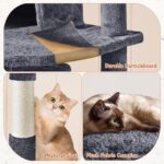 Yaheetech 76.5in Multi-Level Large Cat Tree, Big Cat Tower with 3 Condos, Cozy Plush Perches, 9 Sisal Scratching Posts and Ladder, Activity Center for Large Kitties, Dark Gray - Image 7