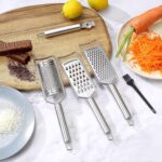 Tongjude Stainless Steel Cheese Grater Set, Set of 5 Kitchen Grater & Peeler & Slicer, Lemon Zester with Cleaning Brush for Vegetable, Fruit, Chocolate - Image 3