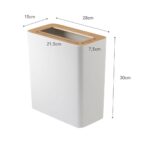 YAMAZAKI Home Rin Trash Can - Small Modern Home Wastebasket for Bathroom Kitchen Office - Rectangle - Steel + Wood - Image 8