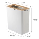 YAMAZAKI Home Rin Trash Can - Small Modern Home Wastebasket for Bathroom Kitchen Office - Rectangle - Steel + Wood - Image 7