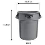 Rubbermaid Commercial 265500GY Round Brute Container Plastic 55 gal Gray - Image 5