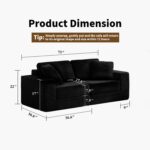 FILUXE Modular Sectional Sofa, Modern Modular Sofa Couch with Deep Seat，Comfy Cloud Couch, Sectional Couches for Living Room, Bedroom and Apartment，2-Seater，Black - Image 3