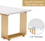 Tribesigns Modern Dining Table for 6-8 People, 70.8 Inches Long White Room Kitchen, Wood Kitchen with Gold Metal Legs, Rectangular Dinner Room, Family Gathering - Image 8