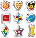 Metal Cookie Cutters Set 9Pcs - Stainless Steel Cookie Cutters includes Heart, Flower, Mouse, Round, Star, Square, Dog Bone Shapes for Baking or Party Decorations - Image 2