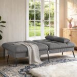 COMHOMA 72″Futon Sofa Bed,Modern Convertible Sleeper Sofa, Fabric Futon Couch with Multi-Position Backrest for Living Room Furniture (Gray) - Image 4
