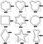 Metal Cookie Cutters Set 9Pcs - Stainless Steel Cookie Cutters includes Heart, Flower, Mouse, Round, Star, Square, Dog Bone Shapes for Baking or Party Decorations - Image 3