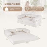 Giantex Folding Sofa Bed, 4-in-1 Convertible Futon Couch with Comfy Corduroy Cover & L-Shaped Removable Armrests, No Assembly Sponge Loveseat, Fold-Out Sleeper Bed for Living Room, Guest Room (Beige) - Image 4