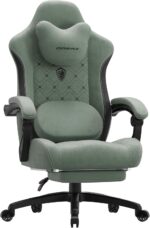 Dowinx Gaming Chair with Heated Massage Lumbar Support,Big and Tall Fabric Gaming Chairs for Adults with Footrest, Ergonomic Computer Game Chair with Poket Spring Cushions, 350lbs, Green - Image 2
