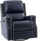 HULALA HOME Genuine Leather Recliner Chair, Swivel Rocker Chair with Thick Seat, Classic Push Back Armchair with Backrest, Nailhead Trim, Navy - Image 10