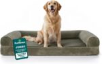 Furhaven Orthopedic Dog Bed for Large Dogs w/ Removable Bolsters & Washable Cover, For Dogs Up to 95 lbs - Faux Fur & Velvet Sofa - Dark Sage, Jumbo/XL - Image 2