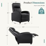DUMOS Recliner Chair for Adults, Massage Reclining Chair for Living Room, Adjustable Home Theater Seating Single Sofa with PU Leather Padded Seat Backrest and Footrest, Modern Black - Image 3