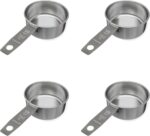 1/2 Cup Stainless Steel Measuring Cup | Sturdy Metal 125 ml | 125 cc | 4 oz | Single Cup for Wet and Dry Ingredients | Great for use as 1/2 Cup Dog Food Scoop - 4 PK - Image 2
