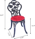 Mandolin Patio Table and Chairs,5 Piece Outdoor Dining Set,Rust-Resistant Cast Aluminum Bistro Set with Cushion.Rose Design (Copper) - Image 4