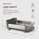 KitchenAid Large Capacity, Fully Size Self Draining Rust Resistatant Satin Coated Dish Rack with Removable Flatware Caddy 20.47-Inch, Gray - Image 4