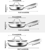 USELUCK Nonstick Frying Pans with Lid,8/10/12 inch Stainless Steel Skillet Set with Honeycomb Surface, Induction Compatible, Oven & Dishwasher Safe, PFAS-Free Cookware Sets (Frying Pan 6PCS) - Image 3