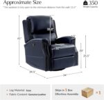 HULALA HOME Genuine Leather Recliner Chair, Swivel Rocker Chair with Thick Seat, Classic Push Back Armchair with Backrest, Nailhead Trim, Navy - Image 3