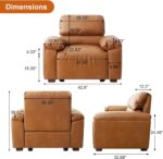 43" Oversized PU Leather Accent Chair, Modular Sectional Sofa Chair with Extra Deep Seat, Wide Arms, Mid-Century Modern Armchair for Living Room, Apartment, Office, Brown - Image 4
