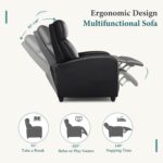 DUMOS Recliner Chair for Adults, Massage Reclining Chair for Living Room, Adjustable Home Theater Seating Single Sofa with PU Leather Padded Seat Backrest and Footrest, Modern Black - Image 7