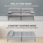 COMHOMA Convertible Futon Sofa Bed, 72″Fabric Futons Couch with Adjustable Backrest, Folding Sleeper Recliner for Living Room Furniture (Grey) - Image 8